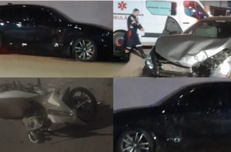 Motorista de BMW avança preferencial e deixa motociclista ferida
