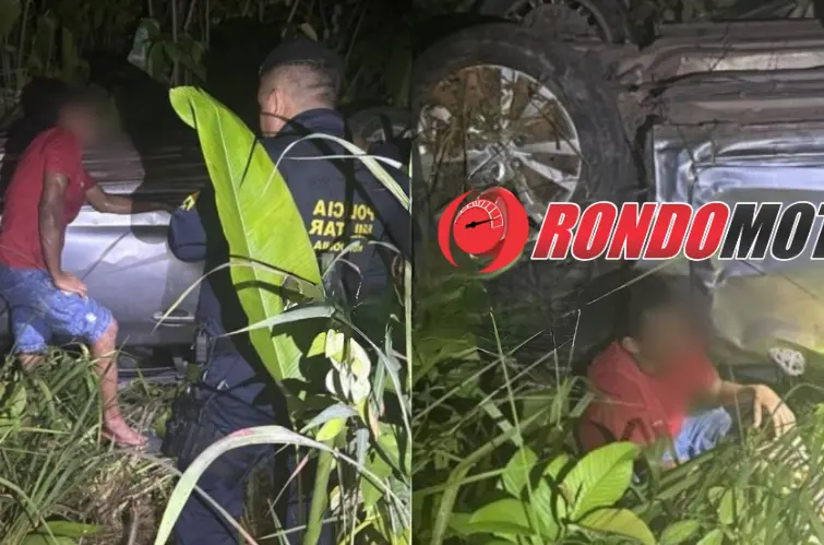 Capotamento na BR-364 deixa garimpeiro ferido após carro sair da pista nesta noite