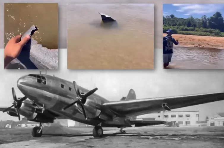  Seca do rio Jaru revela destroços de avião cargueiro que caiu há 61 anos