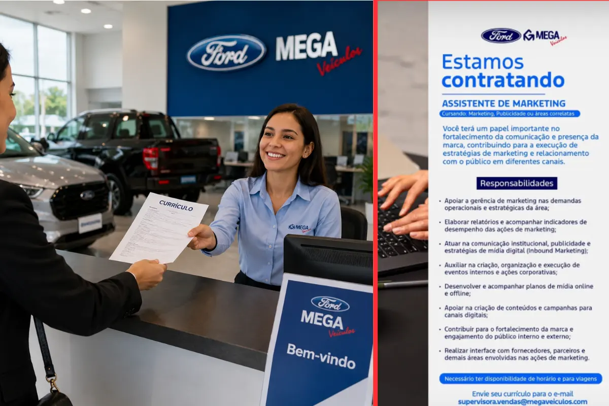 Mega Veículos abre vaga para assistente de marketing em Porto Velho