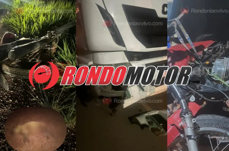 Dois ficam feridos após moto atropelar capivara e colidir com carreta na BR-364