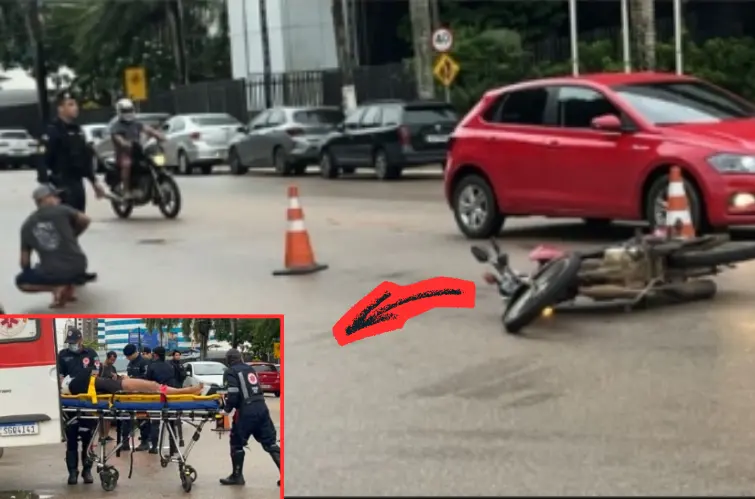 Motorista avança preferencial na Farquar e provoca acidente com motociclista; condutor foge do local