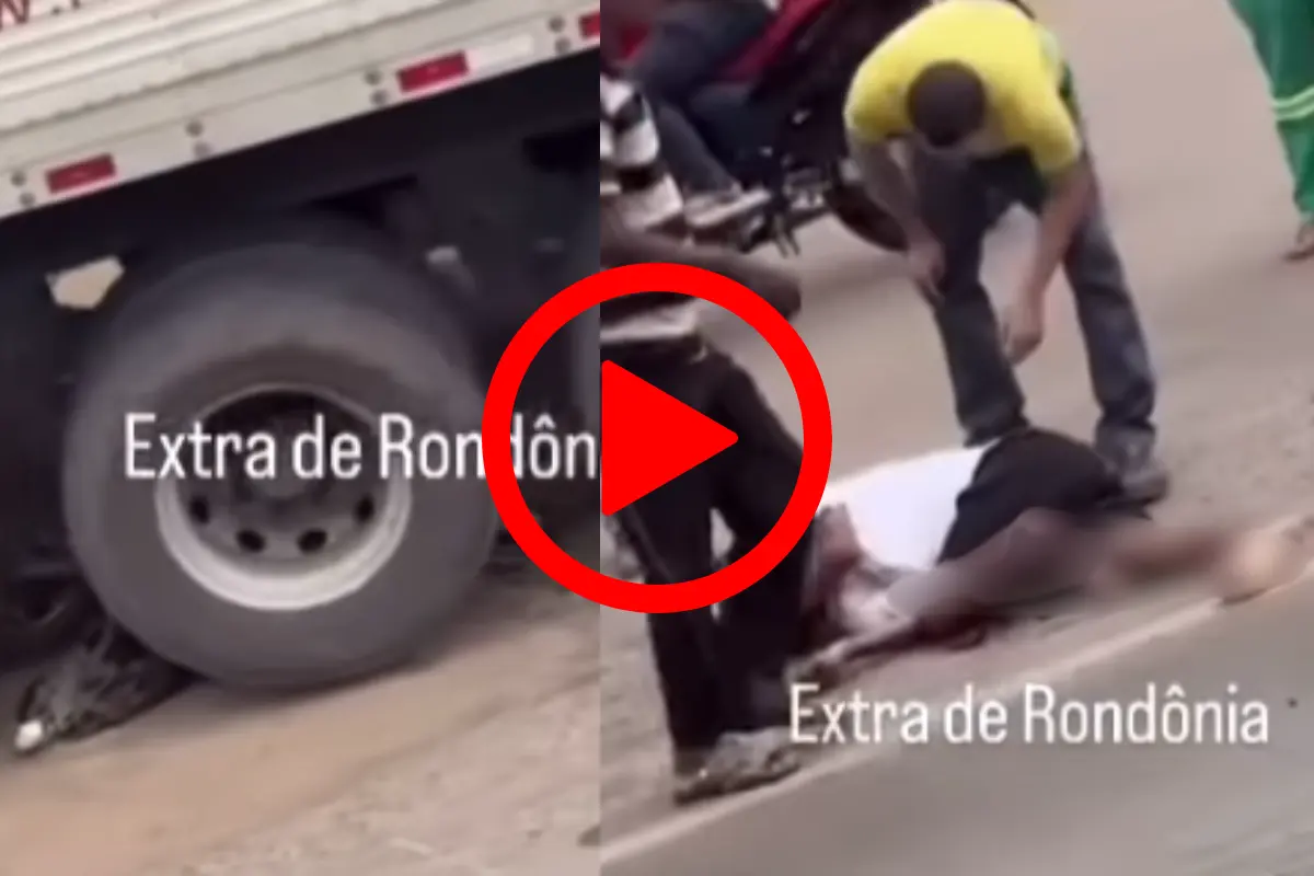 Motociclista fica ferido após tentativa de ultrapassagem ao lado de carreta na entrada de Jaru