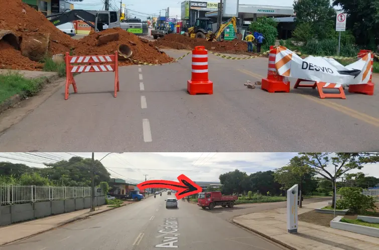 Interditado trecho da avenida Calama em Porto Velho para obra pública; veja o desvio