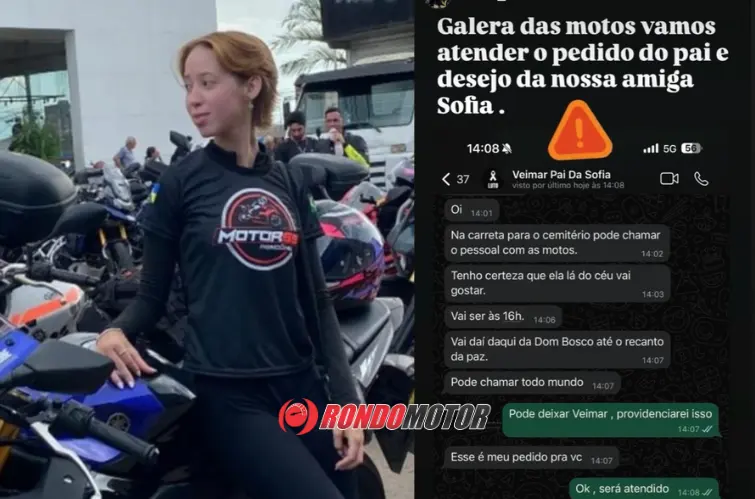 Pai de Sofia pede presença de motociclistas em cortejo até cemitério em Porto Velho