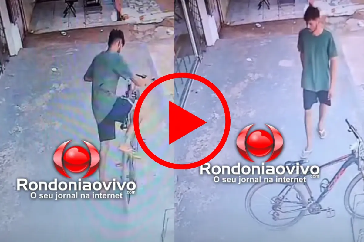 Ladrão de bicicleta é filmado agindo em frente a loja na zona Sul da capital