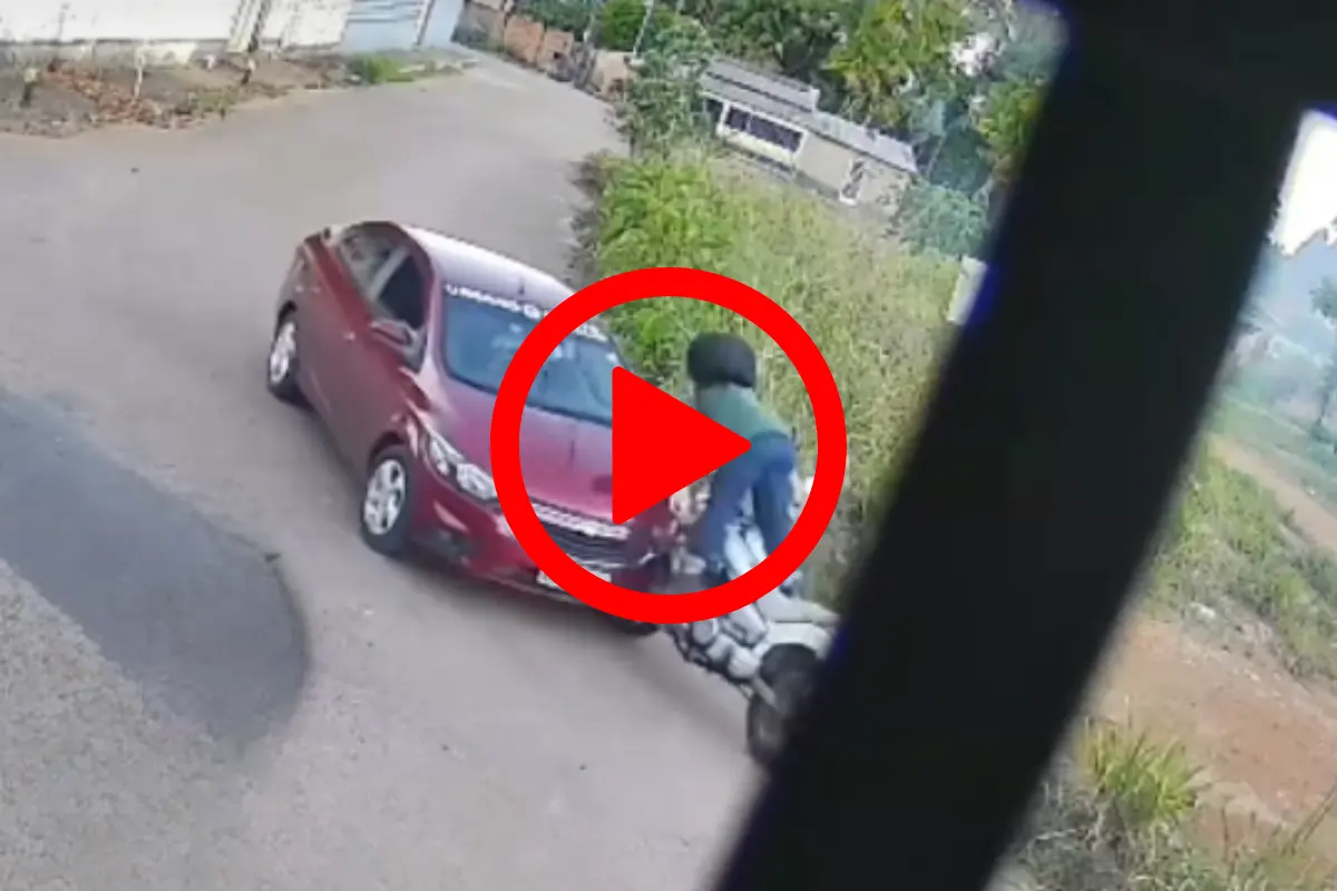 Vídeo mostra momento de grave colisão entre carro e motocicleta na zona Sul de Porto Velho