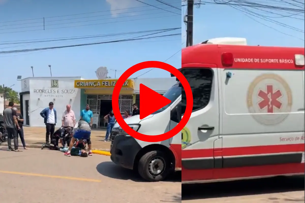 Motoboy fratura a perna após motorista avançar preferencial em Porto Velho