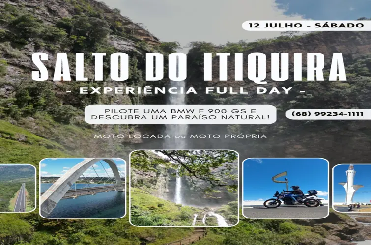 Experiência Full Day no Salto do Itiquira promete aventura com BMW F 900 GS e paisagens deslumbrantes