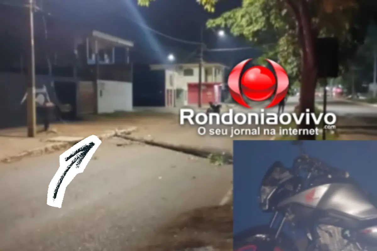 Motociclista fica ferido após perder o controle da direção e derrubar poste em Porto Velho