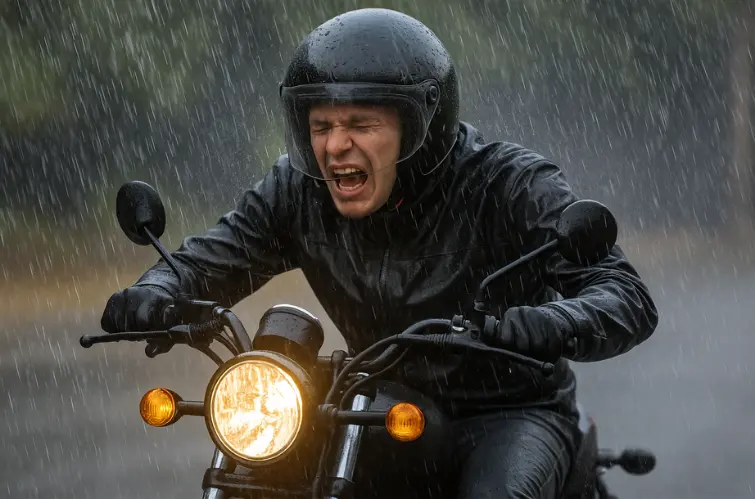 Por que a chuva dói mais quando o motociclista acelera