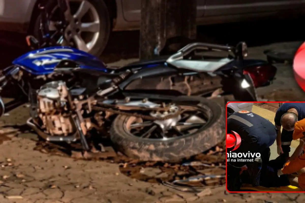 Motociclista fica gravemente ferido após perder o controle e bater em poste na zona Leste