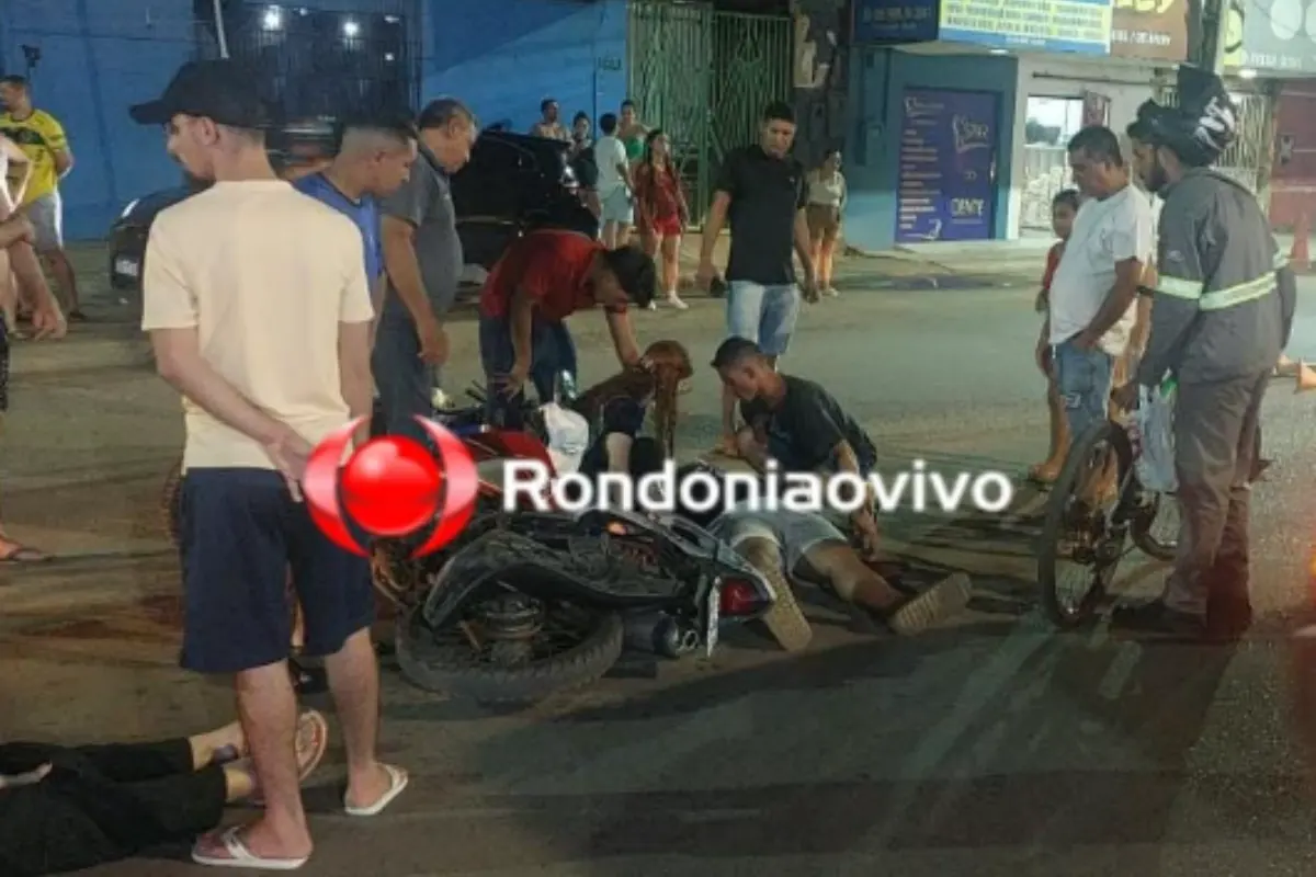 Três pessoas ficam feridas após colisão entre duas motos em Porto Velho