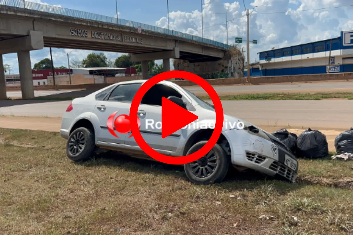 Motorista perde o controle e cai em valeta ao acessar viaduto na Rua da Beira em Porto Velho