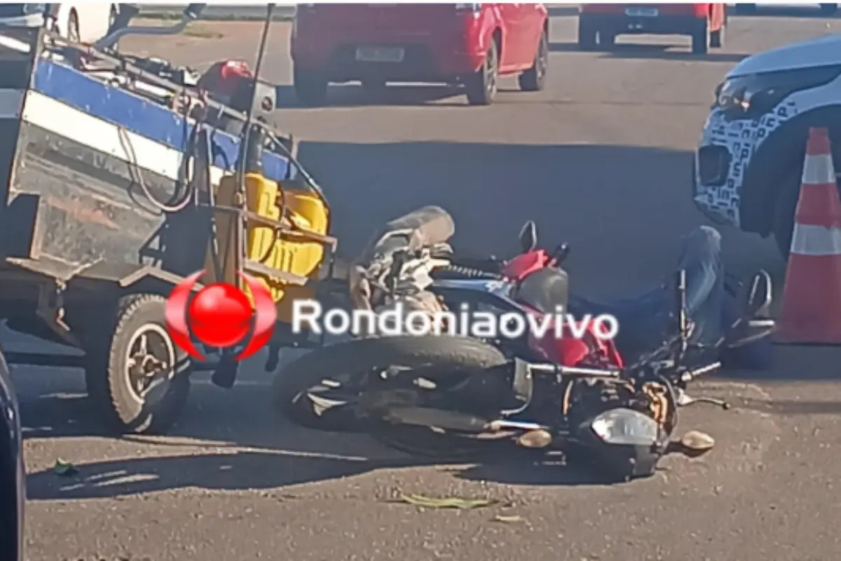 Duas pessoas ficam feridas após motocicleta ser atingida por Jeep em cruzamento de Porto Velho