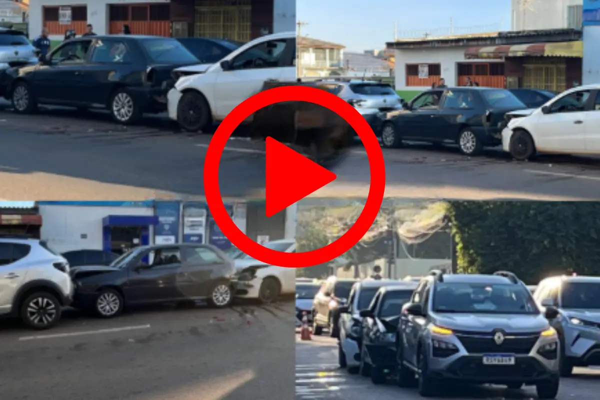 Engavetamento entre três veículos é registrado na Avenida Calama, em Porto Velho