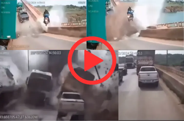 Vídeo mostra momento exato em que ponte desaba e caminhão cai no Rio Tocantins