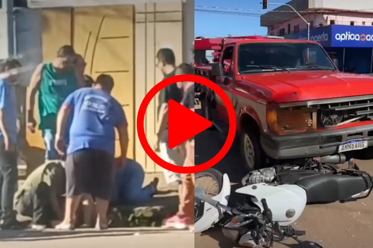 Passageira de moto cai em bueiro após caminhonete avançar sinal vermelho em Porto Velho