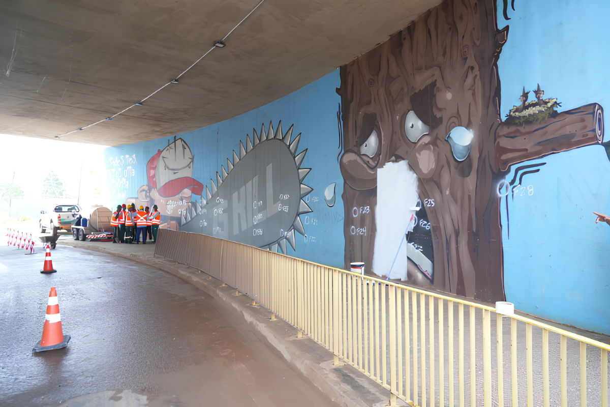 Prefeitura revitaliza viadutos de Porto Velho com pintura artística e paisagismo