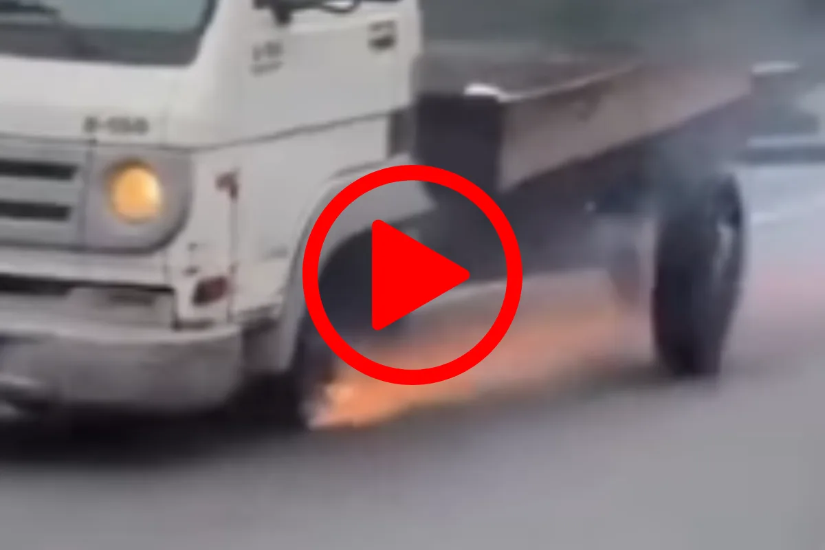 Veja o momento em que roda de caminhão se solta durante viagem no Rodoanel