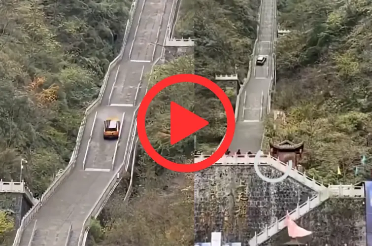 SUV da Chery despenca em escada milenar lotada durante demonstração e causa pânico entre turistas