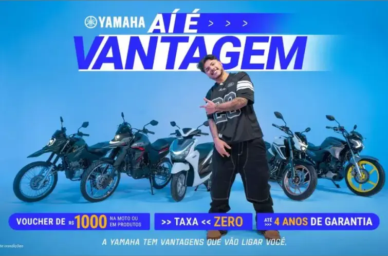“Aí é Vantagem”: Yamaha lança campanha com bônus, taxa zero e até 4 anos de garantia na Bingool Motos