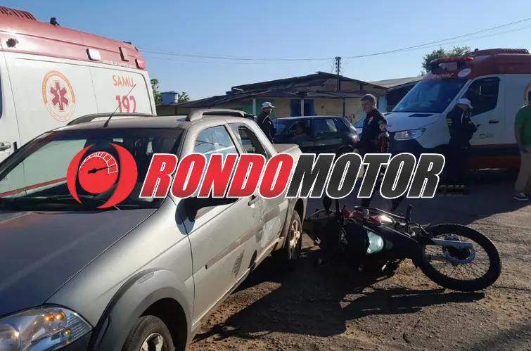 Casal e criança que ocupavam a moto XRE300 ficaram feridos após bater em carro em Porto Velho