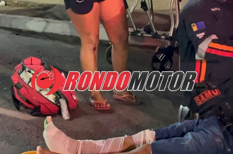 Motociclista esquece de levantar descanso e sofre grave queda em Porto Velho nesse sábado (20)