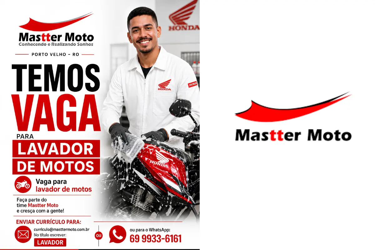 Mastter Moto abre vaga para lavador de motos em Porto Velho