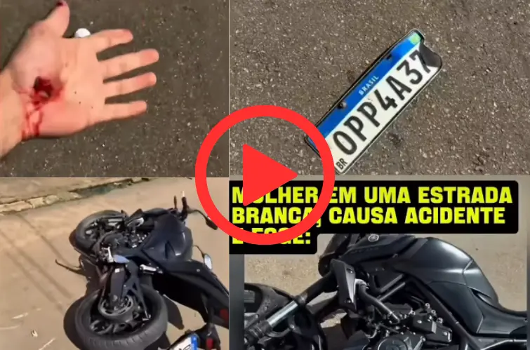 Motorista foge de acidente, mas deixa a placa do veículo no chão e pode ser identificada