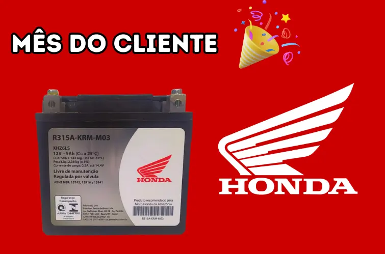 Bateria original Honda é destaque no Mês do Cliente da Mastter Moto