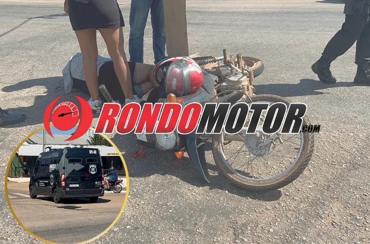 Viatura da Polícia Penal se envolve em colisão e motociclista fica ferida em Porto Velho