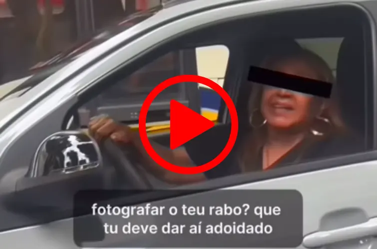 Vídeo mostra mulher protagonizando ataques homofóbicos durante confusão no trânsito