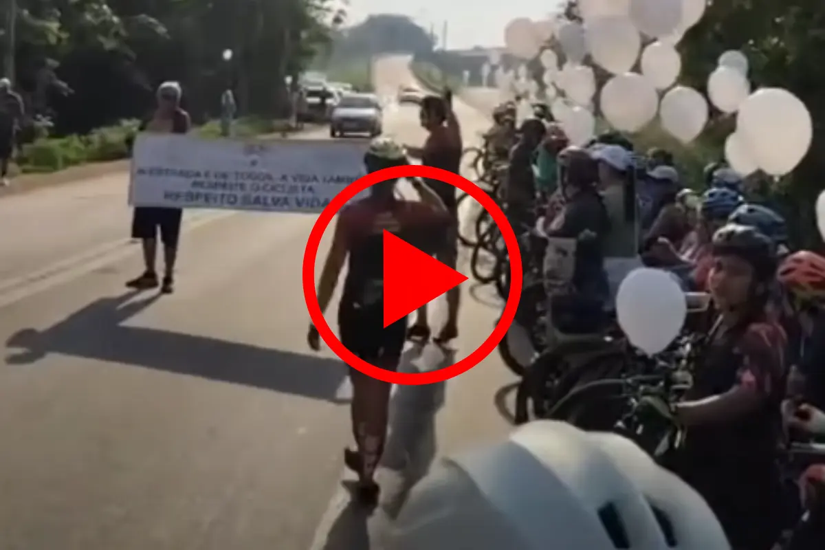 Ciclistas fazem homenagem a Waldirene Miranda no local onde ela foi atropelada na BR-319