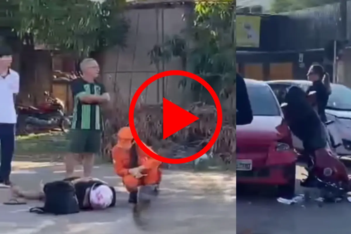 Mulher fica em estado grave após colisão entre carro e moto no bairro Liberdade